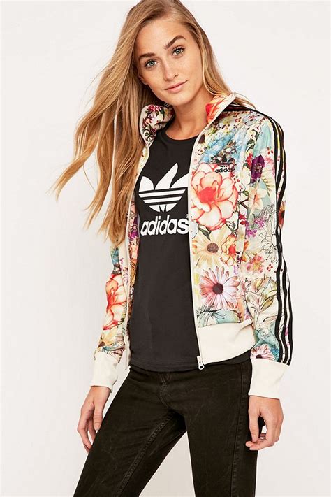 adidas jacket met bloemen en shots ser|Jassen .